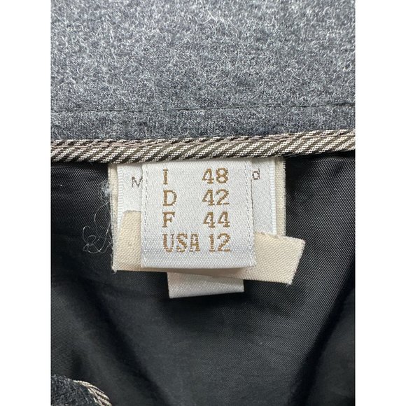 Bruno Cucinelli Made in Italy Gray Flannel Wool A-Line Skirt ITA 48 / US 12 - Picture 4 of 4